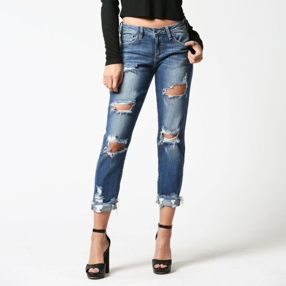 Denim - Hidden Jeans Distressed Skinny Ankle Jeans